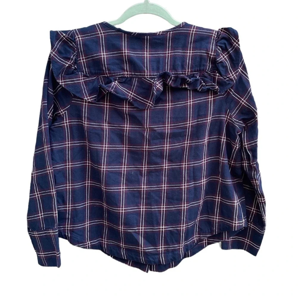 MADEWELL PLAID RUFFLE FLANNEL TOP - Picture 5 of 7
